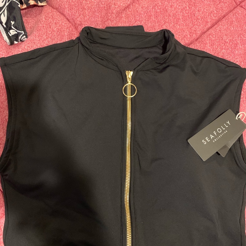 Seafolly Black Zip-Front One-Piece Swimsuit - Picture 11 of 14
